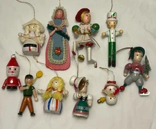 Kurt S Adler Christmas Wooden Handmade Vintage Ornaments 1970s 80s (LOT OF 10) A