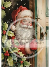 Santa at the Door | A4 Rice Paper | Paper for Decoupage | Decoupage Central