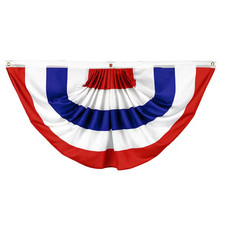 1.5 Ft. X 3 Ft. Polyester USA No Stars Pleated Half Fan Flag Bunting Patriotic B