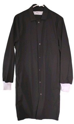 Lot Of 6 Black XS Regent Gripper-Front Spun Polyester Snap Beauticians Cover up