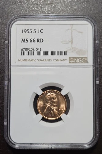 1955-S Lincoln Wheat Cent NGC Certified MS66 RD Gem Red Coin 1C