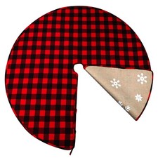 48 Inch Christmas Tree Skirt Red and Black Buffalo Plaid Christmas Tree Skirt, D