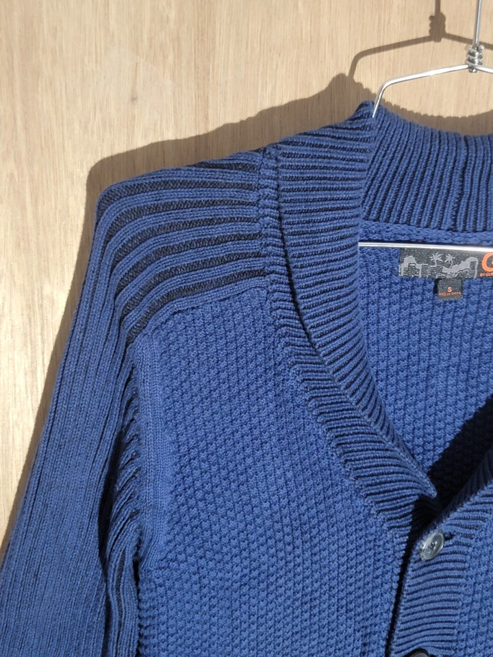 G by Guess Men's Blue Knit Cardigan Shawl Collar Button Front Sweater Size S - Image 2 of 4