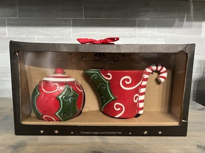 Carnival Cottage Christmas Holly Sugar & Creamer Set ~ NEW ~ Johanna Parker