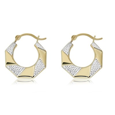 Avora 14K Gold zweifarbige geometrische Twist Creolen