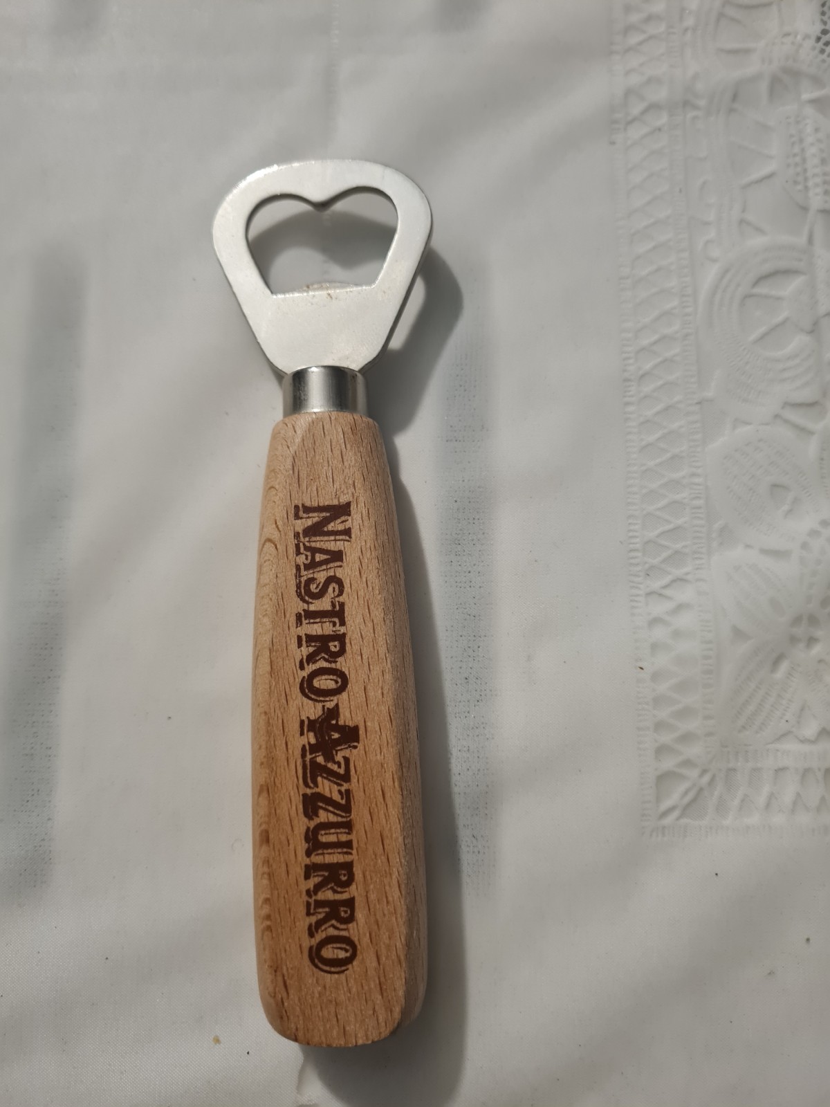 Mastro Azzurro Apribottiglie birra con manico in legno, scritta, gadget