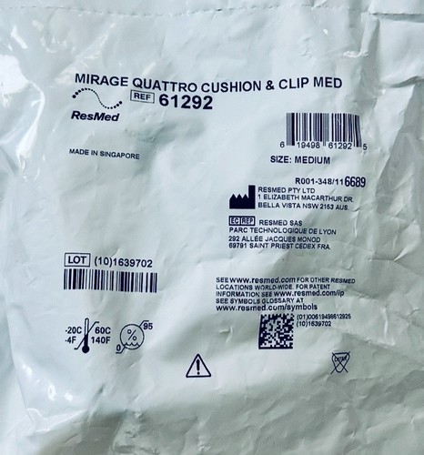 Lot of 7 ResMed #61292 Mirage Quattro Replacement Cushion & Clip Sz Med~Sealed - Bild 5 von 5