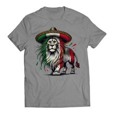 Camiseta gráfica para hombre Bandera Mexicana León Orgulloso Patriótico Mexicano