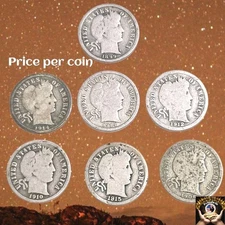 Barber Dimes G-VG 1892-1916, 90% Silver, Price Per Coin Better Dates & MM 