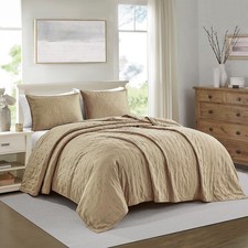 Ultrasonic Quilt Set 3-Piece Full/Queen Bedding Set Pre-Washed Microfiber Ult...