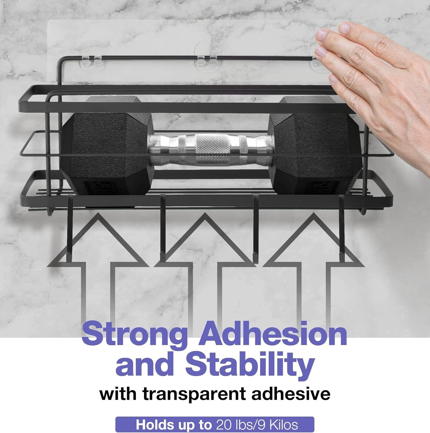 Bathroom Shower Organizer Stainless Steel No Drill Rustproof 4 Hooks Storage