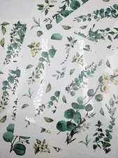 Large Eucalyptus Stickers Green Leaves Wall Decals 8 sheets