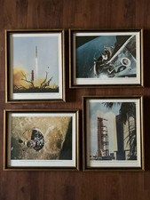 Vintage Lot Of 4 NASA Apollo Space Mission Framed 11x14 Photo/Prints