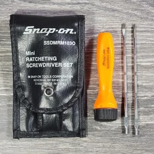 Snap-on Tools Mini Ratcheting Screwdriver Set SSDMRM103O Orange Handle w/ Pouch