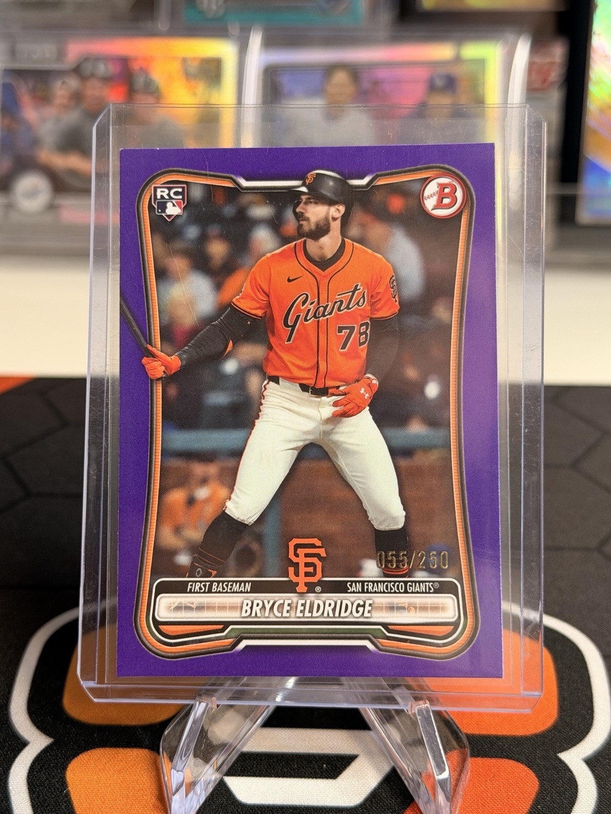BRYCE ELDRIDGE 2026 BOWMAN ROOKIE PURPLE PATTERN /250 #58 BASEBALL GIANTS Q4556