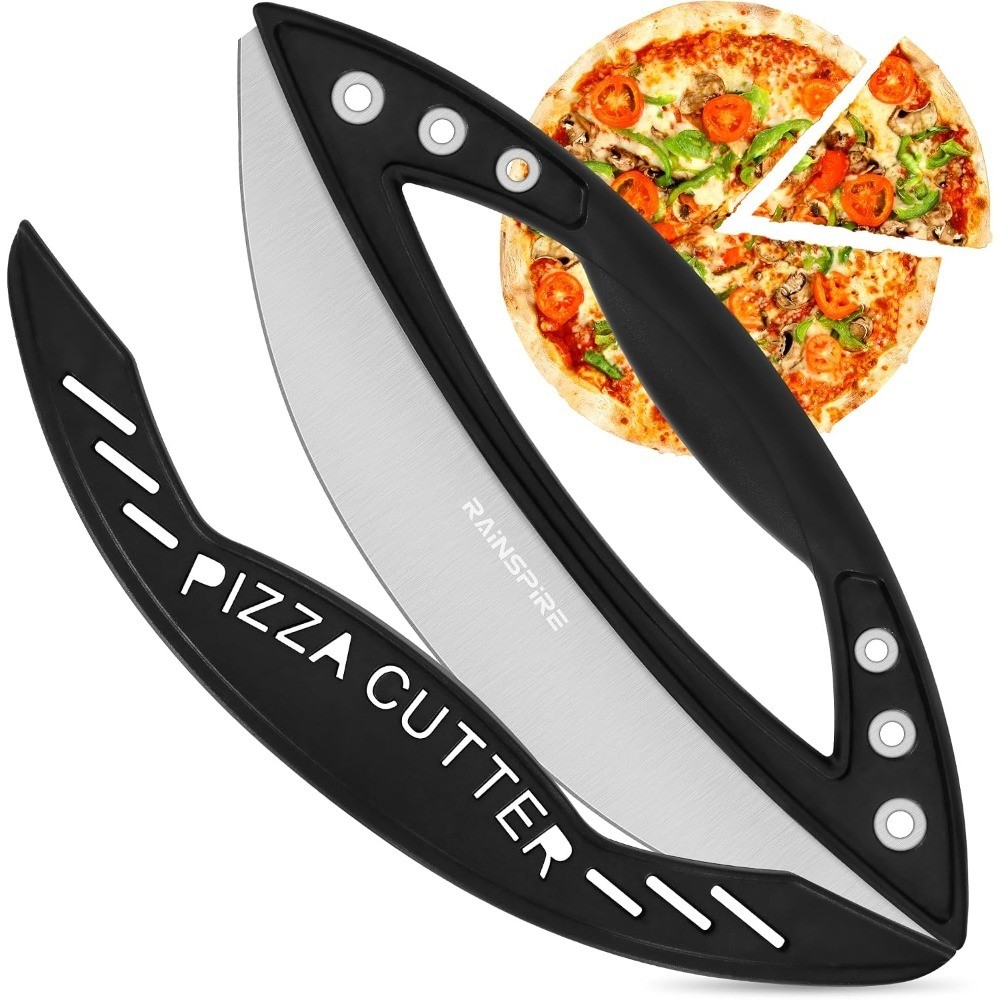 12" Pizza Cutter Rocker Blade Stainless Steel Pizza Rocker with Cover Sharp