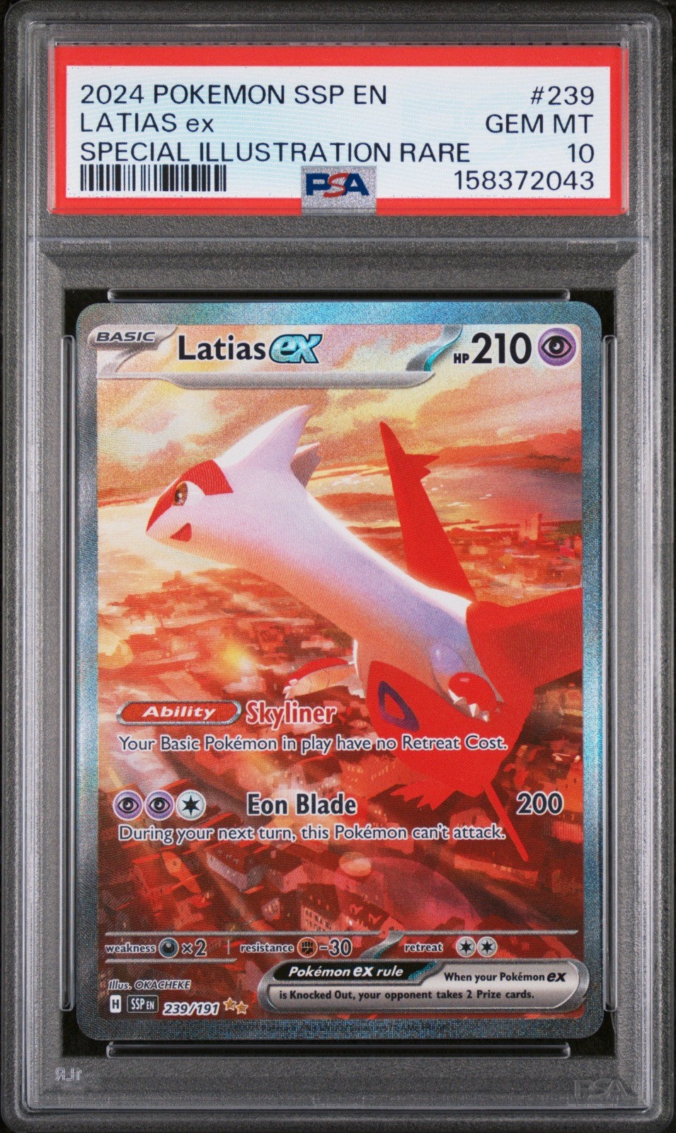 Latias ex 239/191 Pokemon Surging Sparks Full Art SIR #239 GEM MINT PSA 10