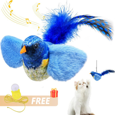 Indoor Interactive Birds Toy for Cat Chasing Teasing Toy Sounding Catnip Cat Tea