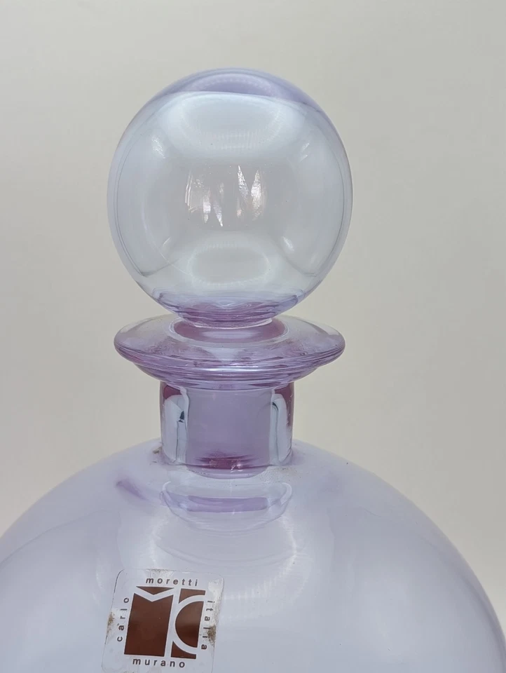 Decantador Carlo Morreti vidro soprado alexandrita década de 1970 neodímio RARO roxo Itália - Imagem 4 de 4