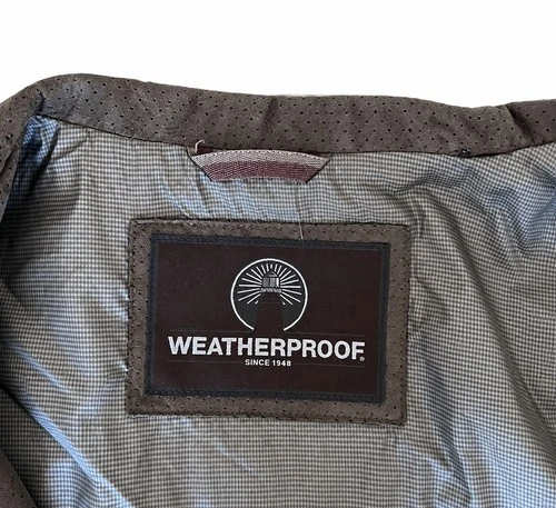 Weatherproof Men XL Faux Suede Perforated Full Zip Jacket Brown Gray Lightweight image 5