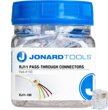 RJ11-100 CAT3 RJ11 Pass-Through Connectors for Telephone Cables Pack of 100 