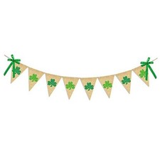 Glitter Shamrock Garland Banner Burlap Rustic St. Patrick's Day Shamrock