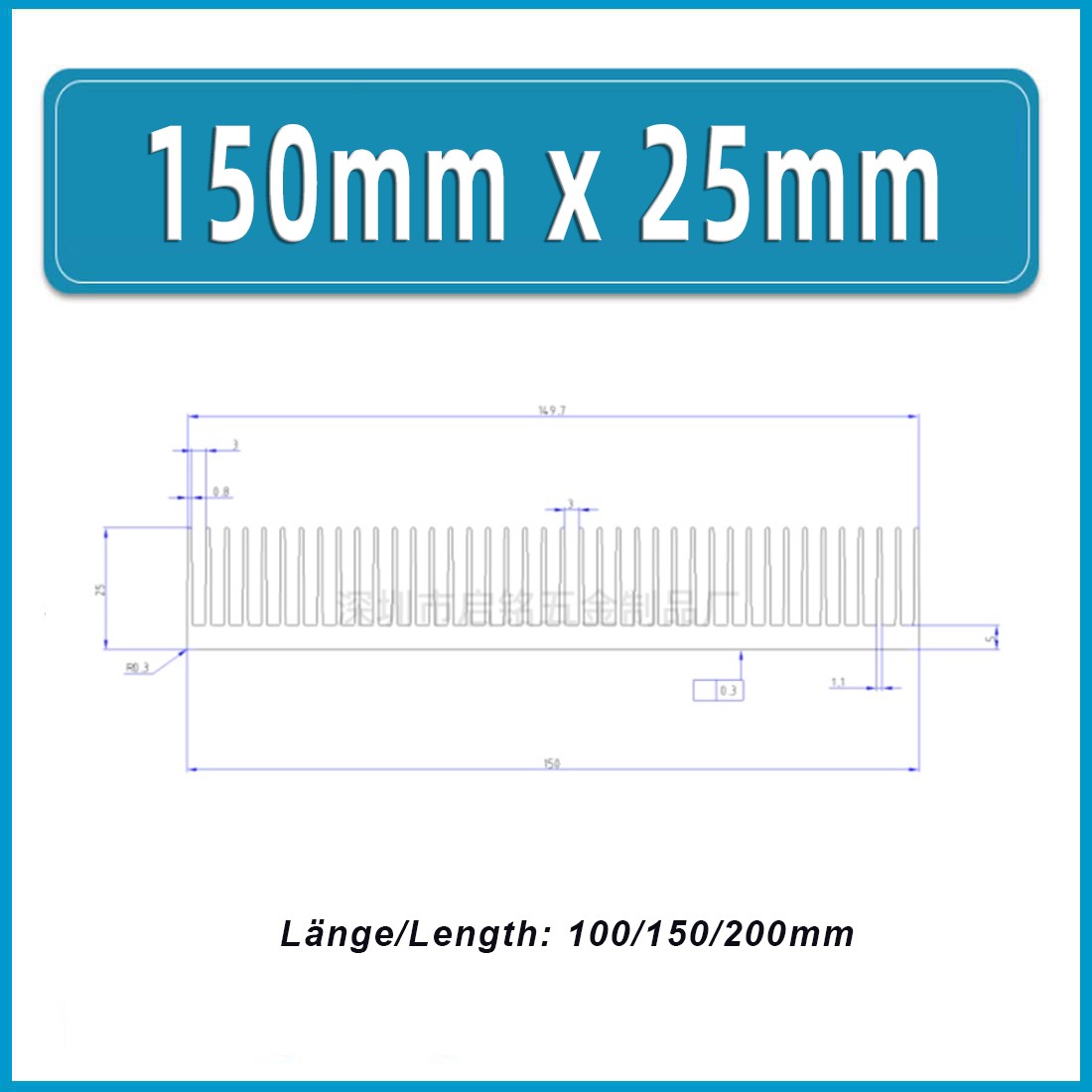 Width 130~150mm Aluminum Heatsink Heat Sink Length 100~300mm for CPU LED Power