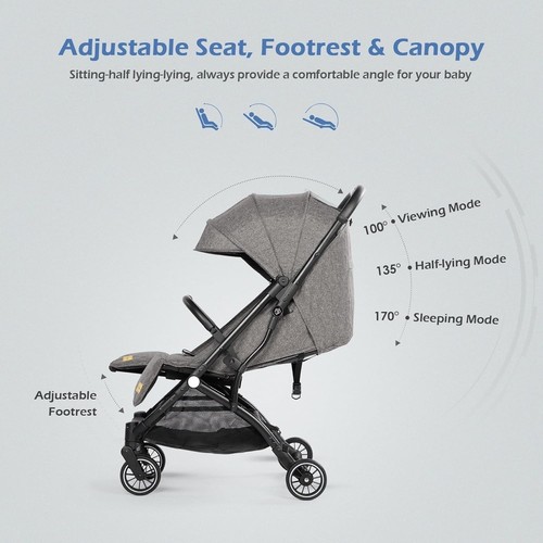 Hello-5ive Baby Stroller, Lightweight Compact Foldable Baby Pushchair(Dark Grey) - Picture 4 of 6
