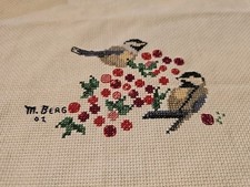 Chickadees And Berries Counted Crossstitch 5"x6" Finished Size Or Larger
