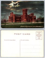 OSU Columbus OH Armory & Gymnasium Vintage Postcard Night Moon Castle