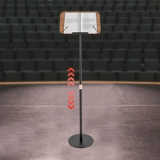 31.5-56" Adjustable Metal Book Stand Wood Floor Standing Book Holder For Reading