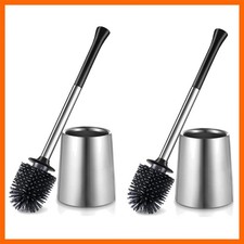 Toilet Bowl Brush Holder Set: 2Pack Silicone Stainless Steel Deep Cleaning To...
