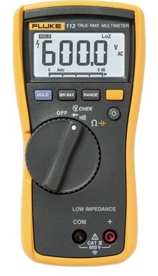 Fluke 113 True-RMS Utility Multimeter, AC/DC voltage, Resistance CAT III 600v