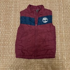 Timberland Lightweight Puffer Vest Burgundy/Navy Boys Sz 5