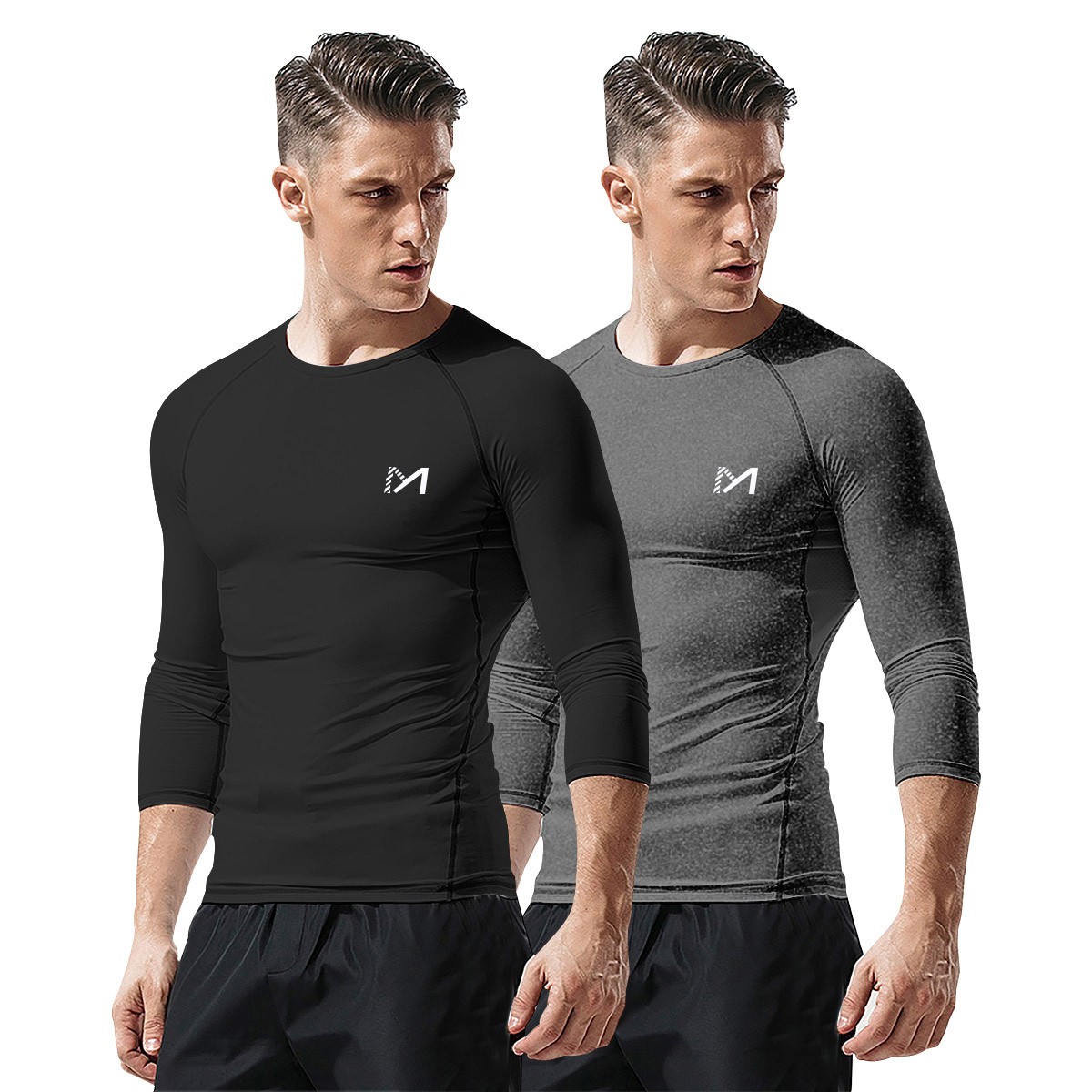 2er Baselayer Herren Sports Freeze Kompressionsshirt Funktionswäsche Langarm