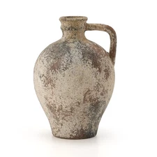 Ceramic Rustic Farmhouse Vase,8.25 inch Terracotta Vase with Handle,Neutral C...