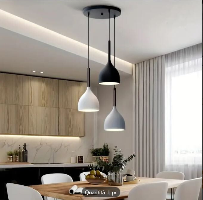 Lampadario Sospensione Moderno 3 Luci Metallo Regolabile | Design Interni