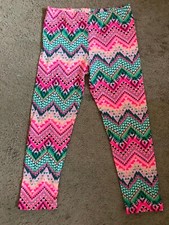 Girls Multi-Colored Ornamental Print Legging Pants Size M 10/12 