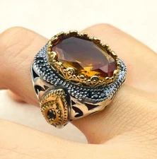 Mens Silver Ring, Oval Alexandrite Stone 925K Sterling Silver Ring, Mens Jewelry