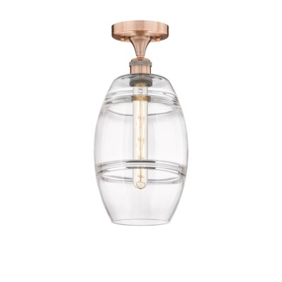 Innovations 616-1F Vaz 1Lt 8'' Semi-Flush, Copper/Clear - 616-1F-AC-G557-8CL