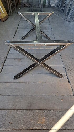 X DESIGN METAL TABLE FRAME RETRO INDUSTRIAL STEEL DESK BAR BREAKFAST ISLAND - Picture 4 of 12