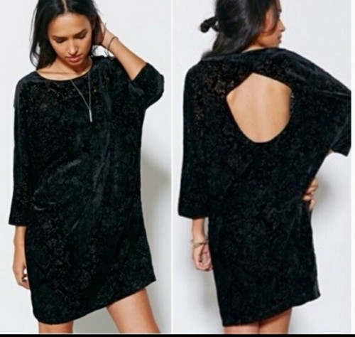 Silence + Noise Women’s Velvet Naomi Open-Back Frock Dress Black Size M #C - Picture 3 of 7