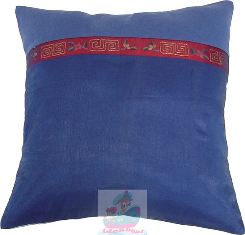 PAIR(2PCS) deepblue Linen Cotton blends with Organza Cushion Cover Pillowcase - Picture 2 of 5