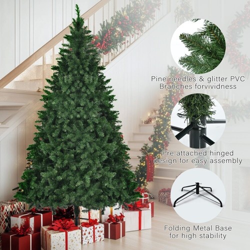 Set of 3 Hinged Xmas Trees with 820 Warm-Yellow LED Lights and 2539 Branch Tips - Picture 6 of 10