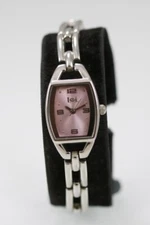 LEI Women Watch Silver Stainless Steel Water Resistant Battery Pink Quartz