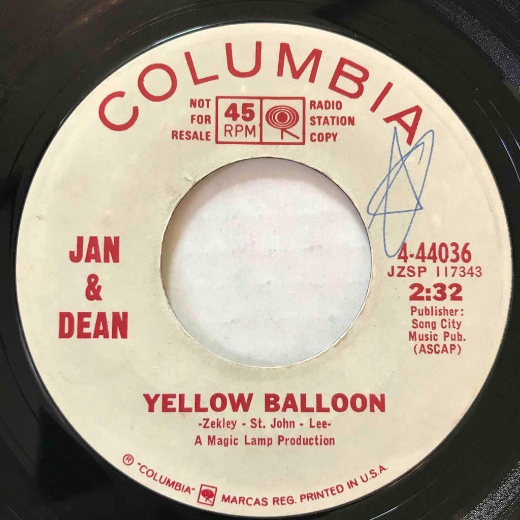 JAN & DEAN Yellow Balloon / Taste of Rain COLUMBIA DJ Promo