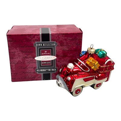 Hallmark ''1955 Murray Fire Truck'' Crown Reflection Keepsake Blown Glass 1998 VTG