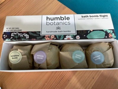 HUMBLE BOTANICS HANDMADE 4-3 OZ BATH BOMBS SET -SUNSHINE REMEDY POWER WELLNESS
