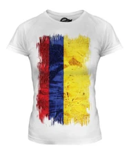 COLOMBIA GRUNGE FLAG LADIES T-SHIRT TEE TOP COLOMBIAN SHIRT FOOTBALL JERSEY GIFT