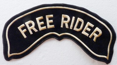 Aufnäher Patch ROCKER groß Harley Davidson Free Rider, Farbe gelb 30 x 10 cm
